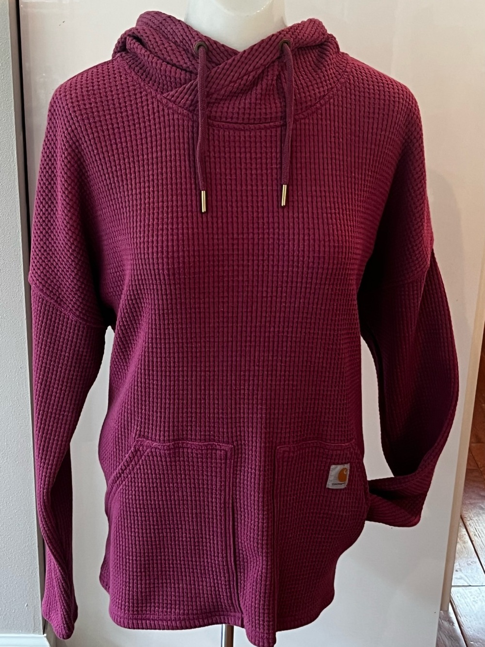 Carhartt Relaxed Fit Heavyweight Waffle Knit Hoodie in Berry size L - Picture 2 of 8